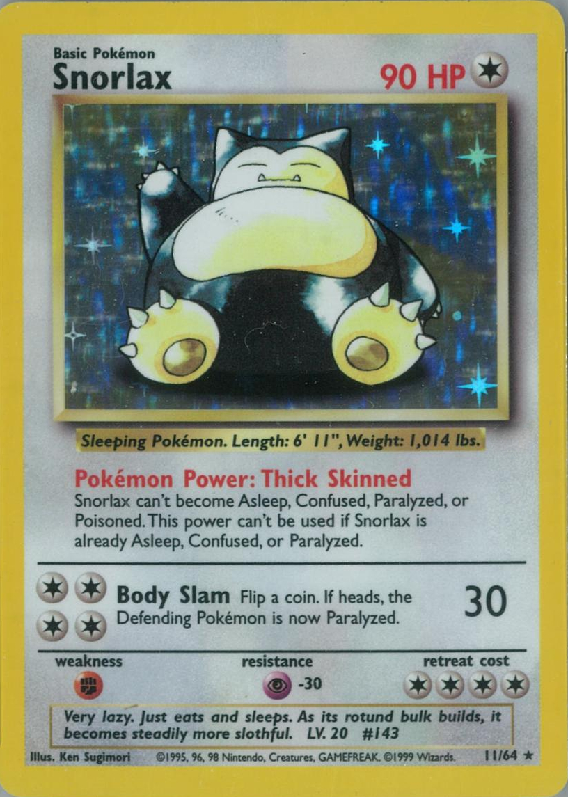 Pokemon snorlax on sale misprint error card